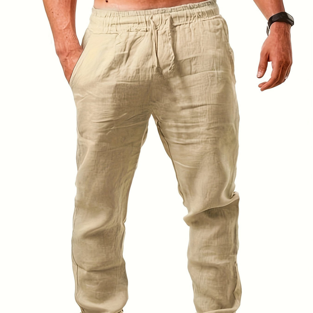Herren Leinenhose | Lockerer Schnitt | Elastischer Bund | Sommer