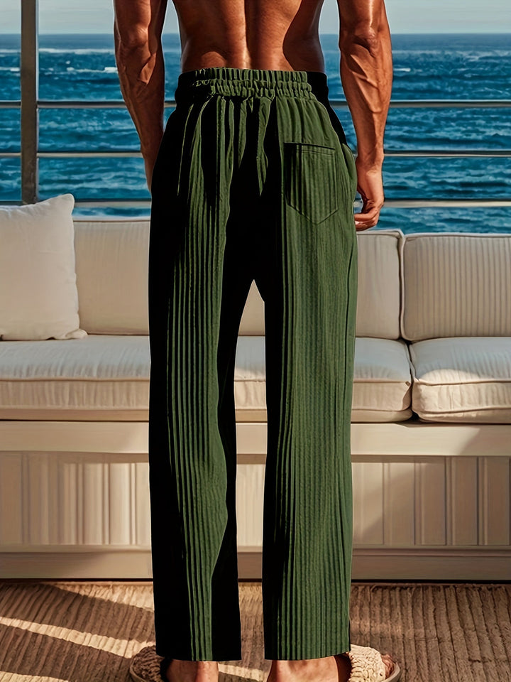 Herren Hose | Gerippte Struktur &amp; Kordelzug | Sommer