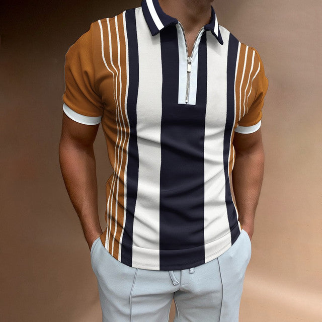 Herren Polo | Slimfit | Mit Reißverschluss | Colorblock Design Sommer