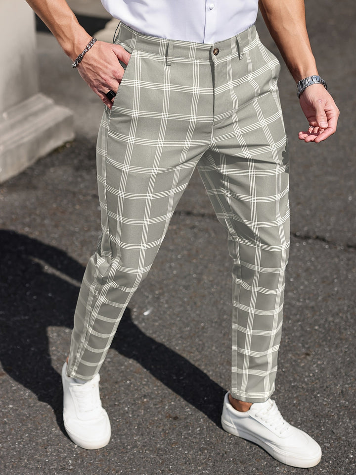 Herren Hose | Slimfit | Mit Knopfverschluss | Frühling Kariert