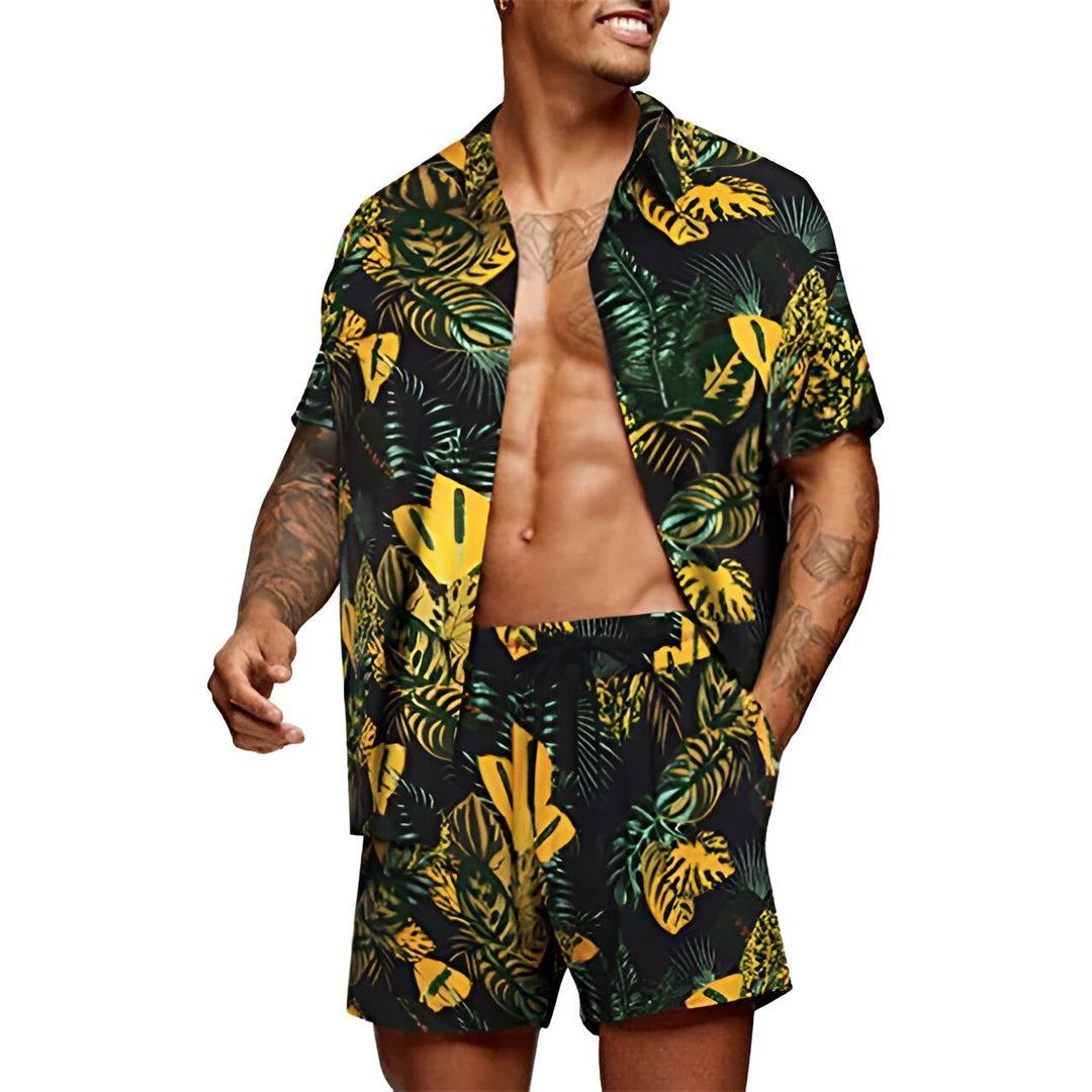 Herren Set | Oversized | Mit Kordelzug | Muster Freizeit Sommer