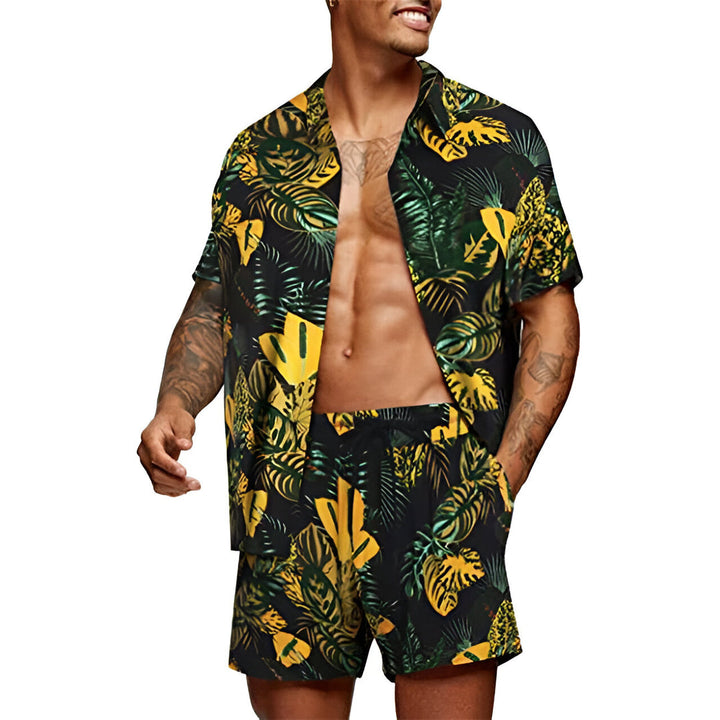 Herren Set | Oversized | Mit Kordelzug | Muster Freizeit Sommer