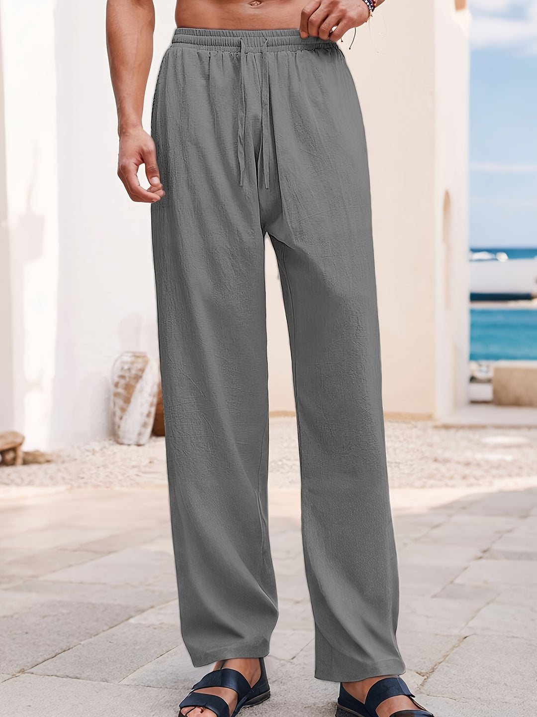 Herren Hose | Weite Beine | Mit Kordelzug | Sommer