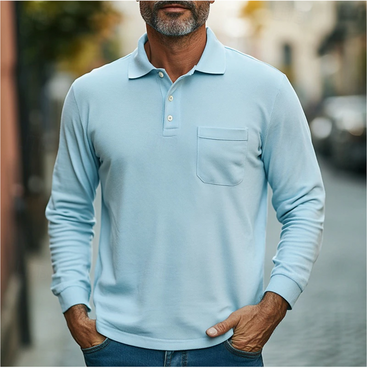 Herren Poloshirt | Elegant Slimfit | Lange Ärmel | Frühling