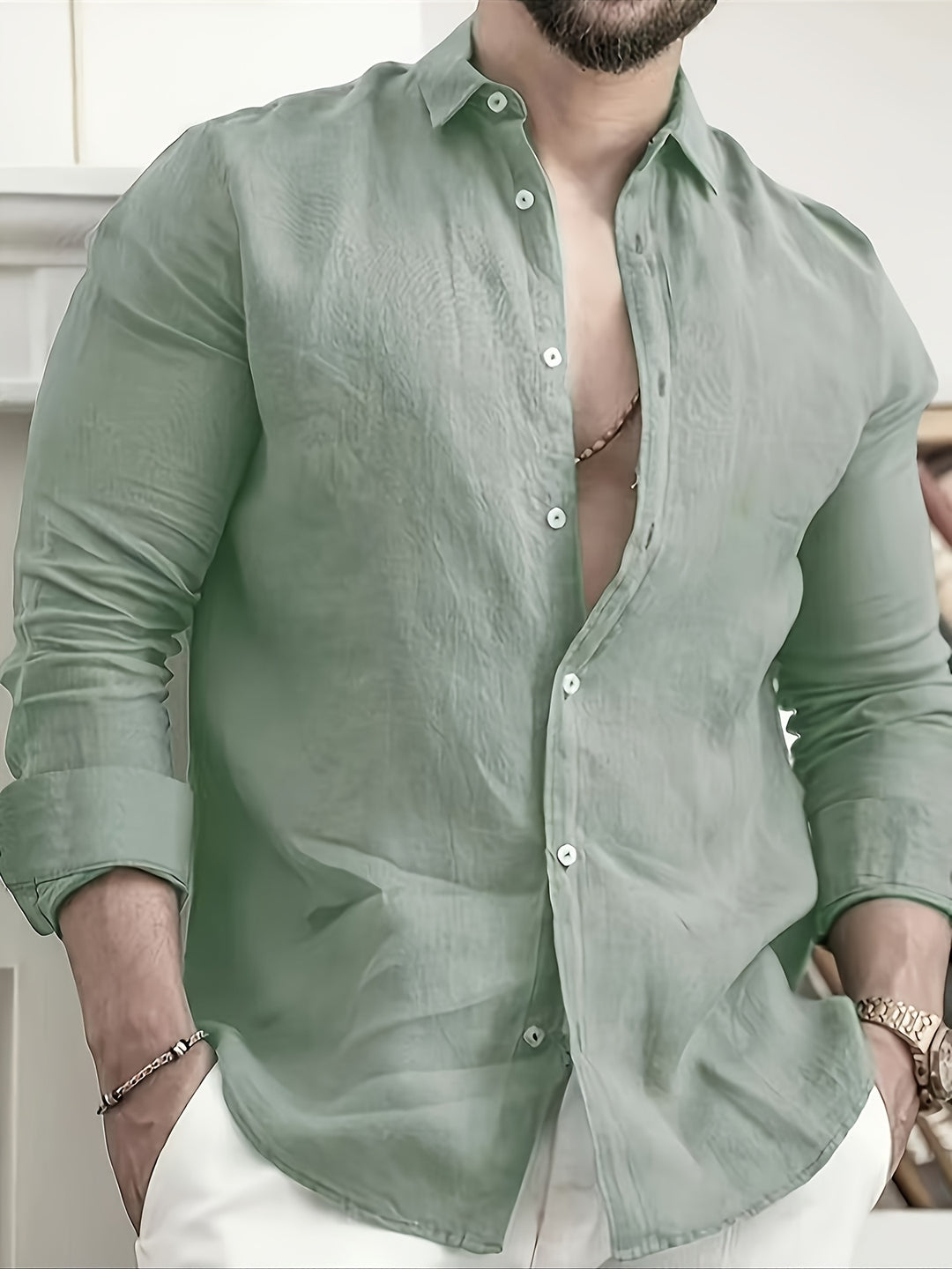 Herren Shirt | Slimfit | Mit Knopfleiste | Sommer Airy