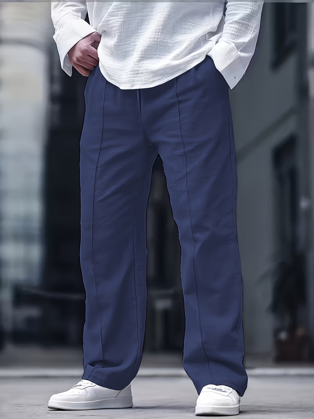 Herren Hose | Weite Beine | Mit Elastikbund | Sommer