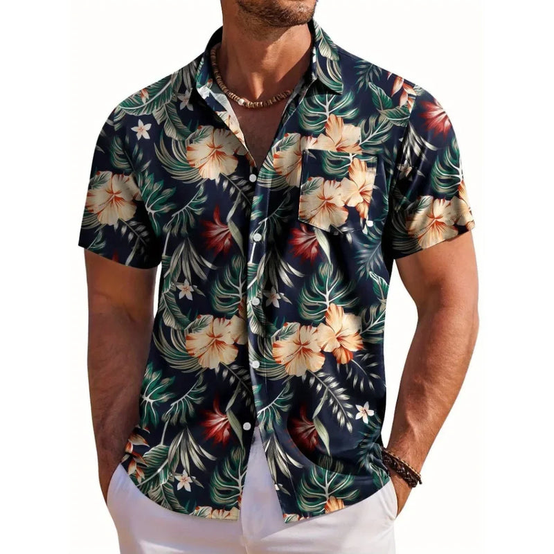 Herren Shirt | Blumenmuster | Kurzarm | Sommer