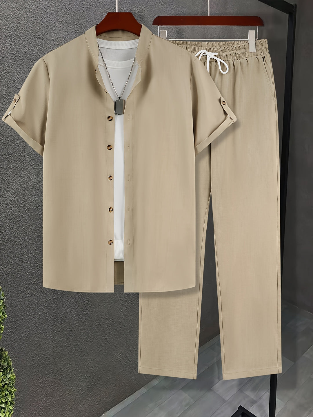 Herren Set | Relaxed Fit | Kurzarm &amp; Knopfleiste | Sommer