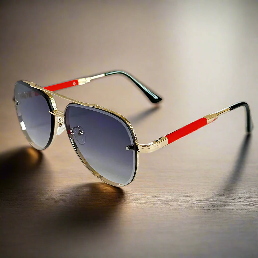 Sonnenbrille | Retro Aviator | Mit Nasensteg | Sommer Vision