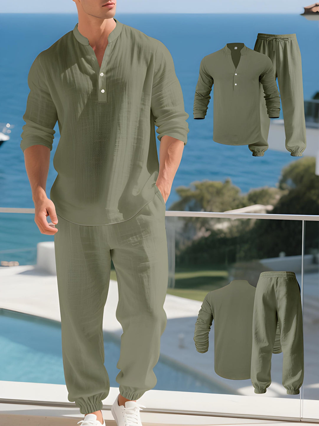 Herren Set | Straight | Mit Knöpfen | Sommer