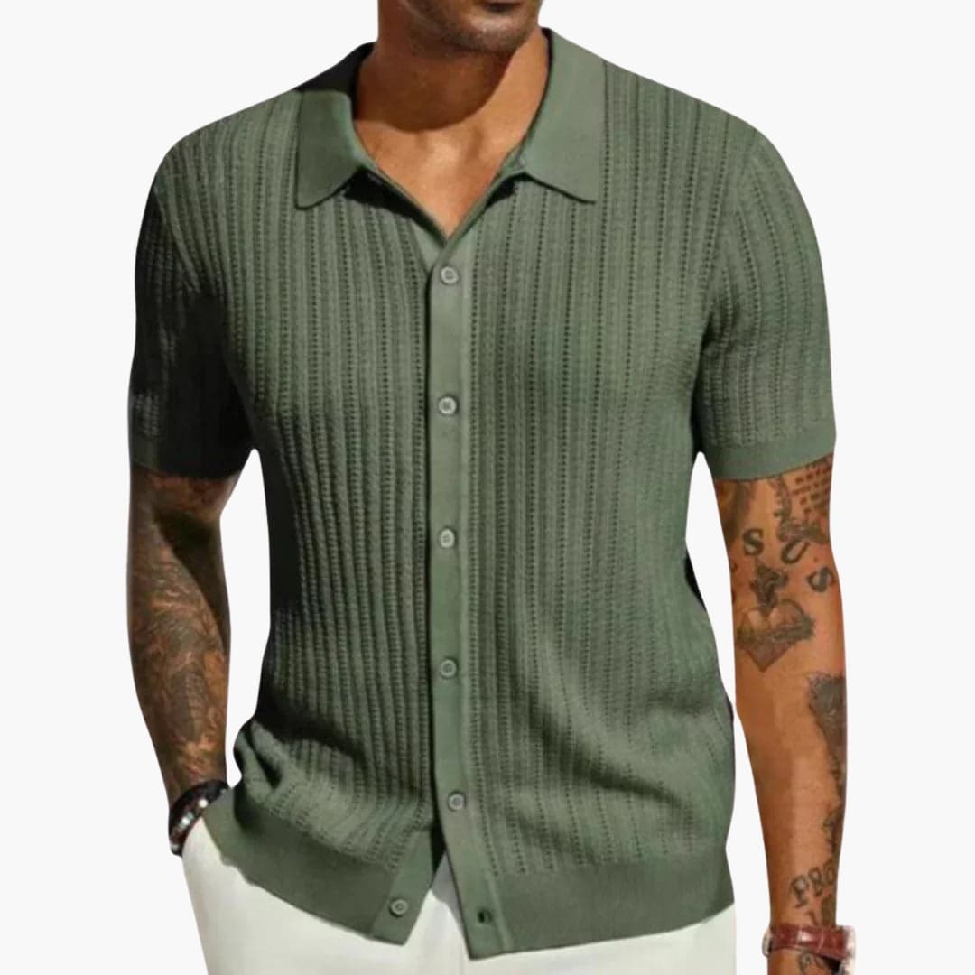 Herren Strickhemd | Kurzarm | Gerippte Struktur | Sommer