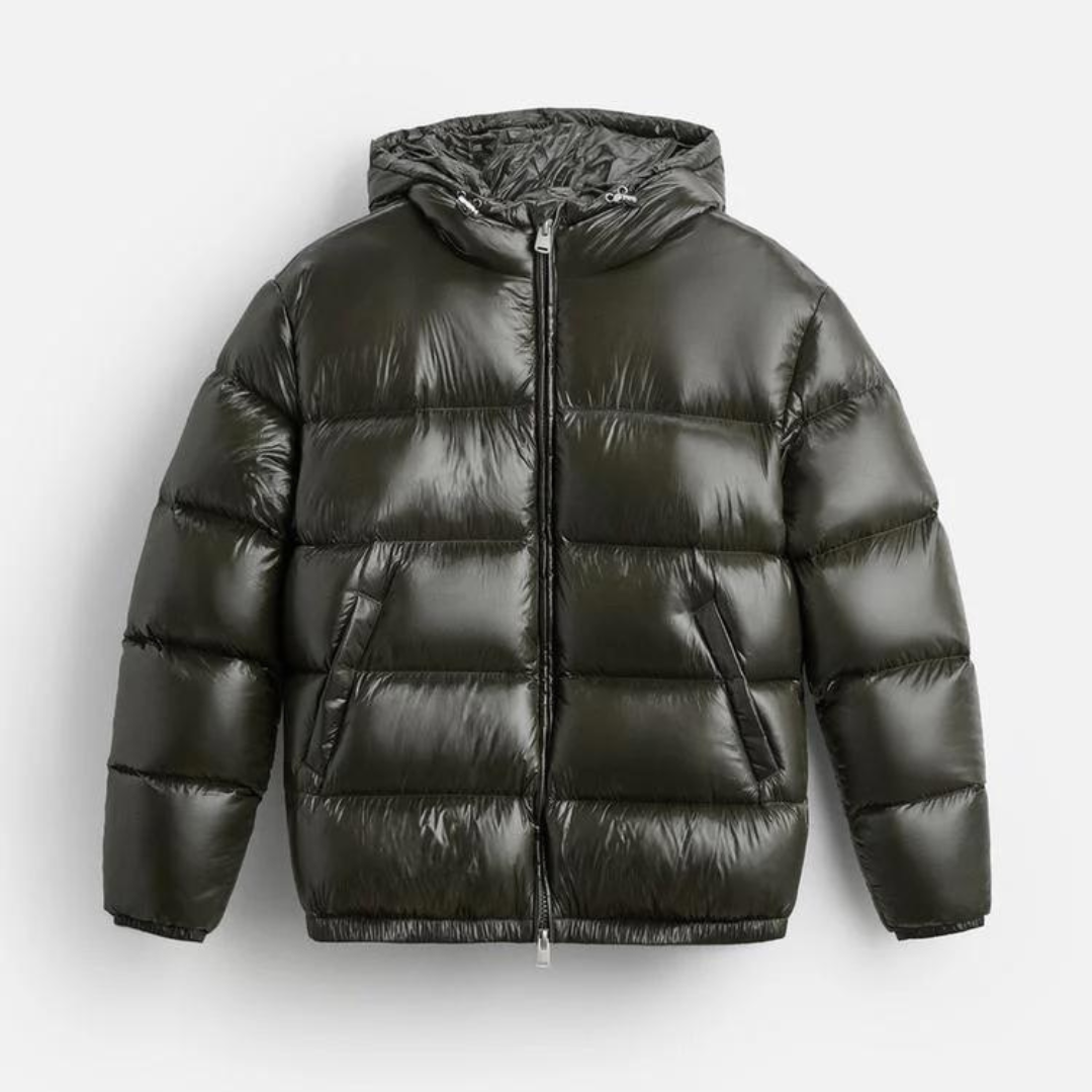 Winterjacke Herren | Glänzende Gewatteerde Pufferjacke | Jacke Herren Warm