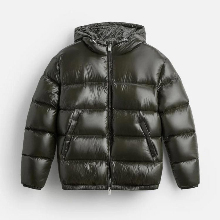 Winterjacke Herren | Glänzende Gewatteerde Pufferjacke | Jacke Herren Warm