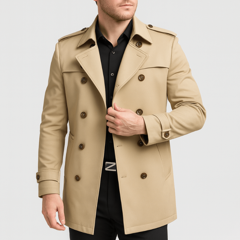 Winterjacke Herren | Zweireihiger Trenchmantel | Moderne Jacke Herren