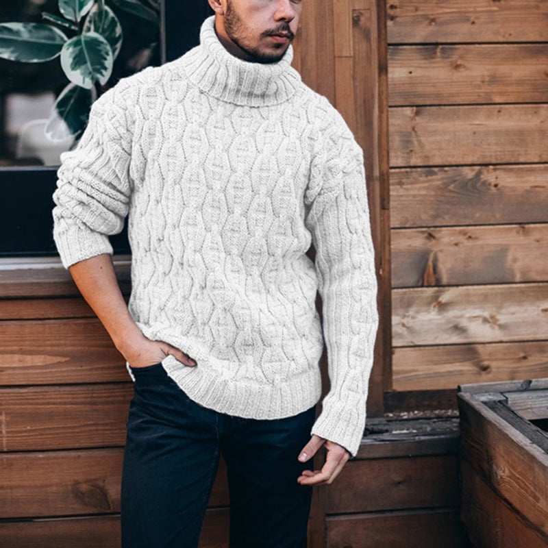 Strickpullover Herren | Hoher Kragen | Grobstrick Pullover