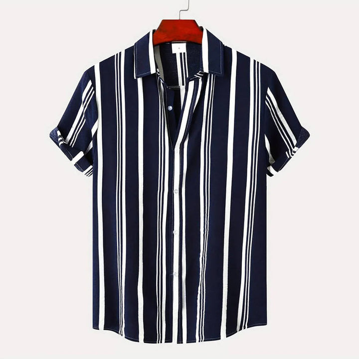 Herren Shirt | Marine-Streifenmuster | Resort-Chic | Sommer