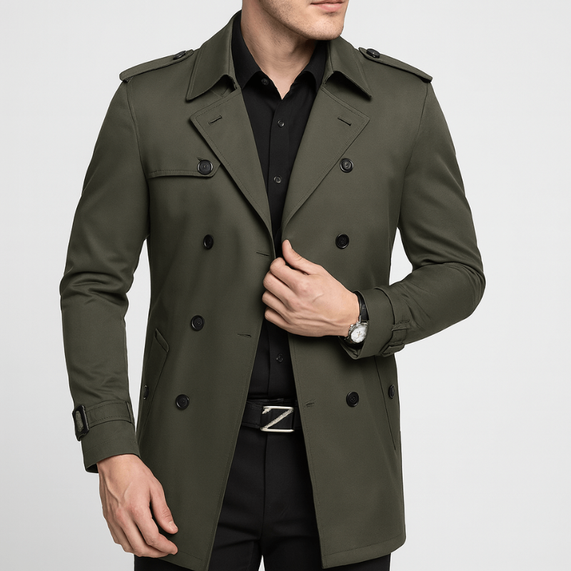 Winterjacke Herren | Zweireihiger Trenchmantel | Moderne Jacke Herren