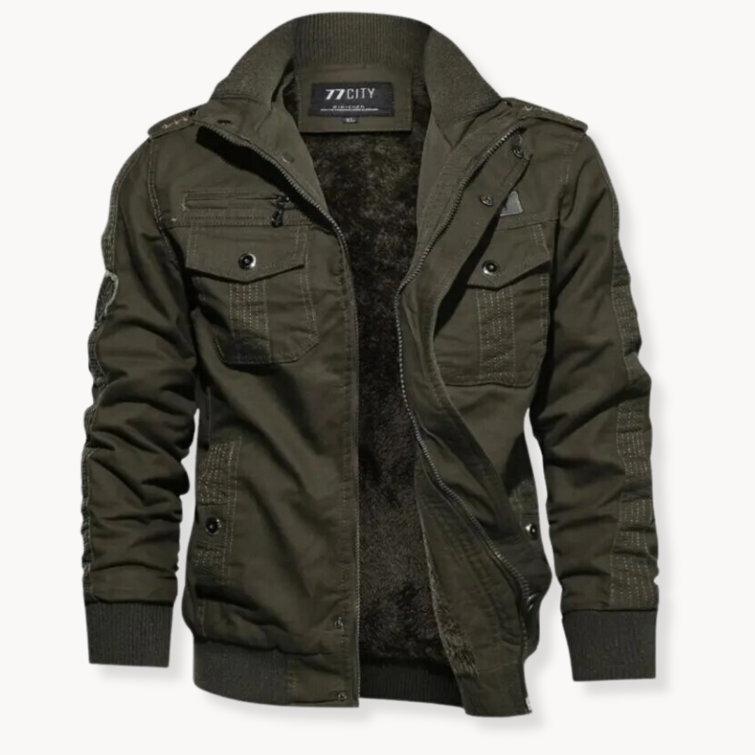 Herren Winterjacke | Baumwolljacke mit Samtfutter | Winddicht