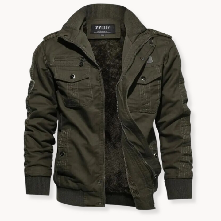 Herren Winterjacke | Baumwolljacke mit Samtfutter | Winddicht
