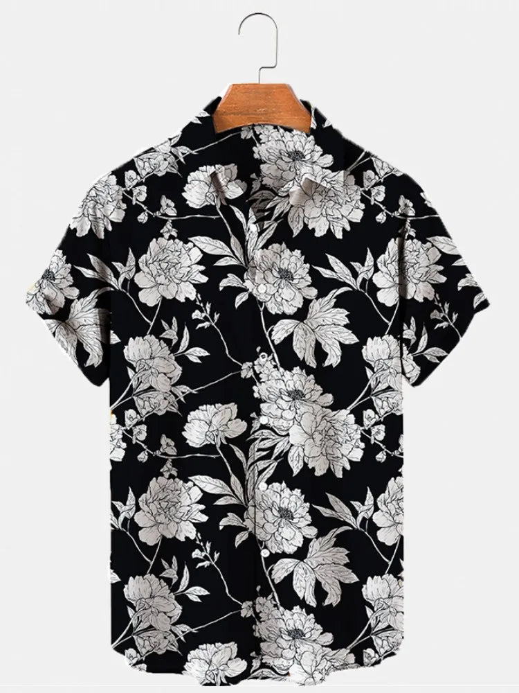 Herren Shirt | Hibiskusmuster | Resortstil | Sommer