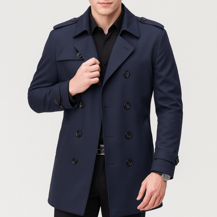 Winterjacke Herren | Zweireihiger Trenchmantel | Moderne Jacke Herren