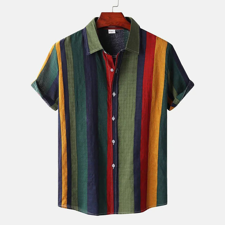 Herren Shirt | Marine-Streifenmuster | Resort-Chic | Sommer