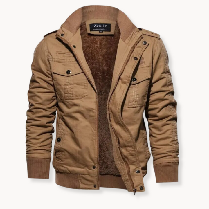 Herren Winterjacke | Baumwolljacke mit Samtfutter | Winddicht