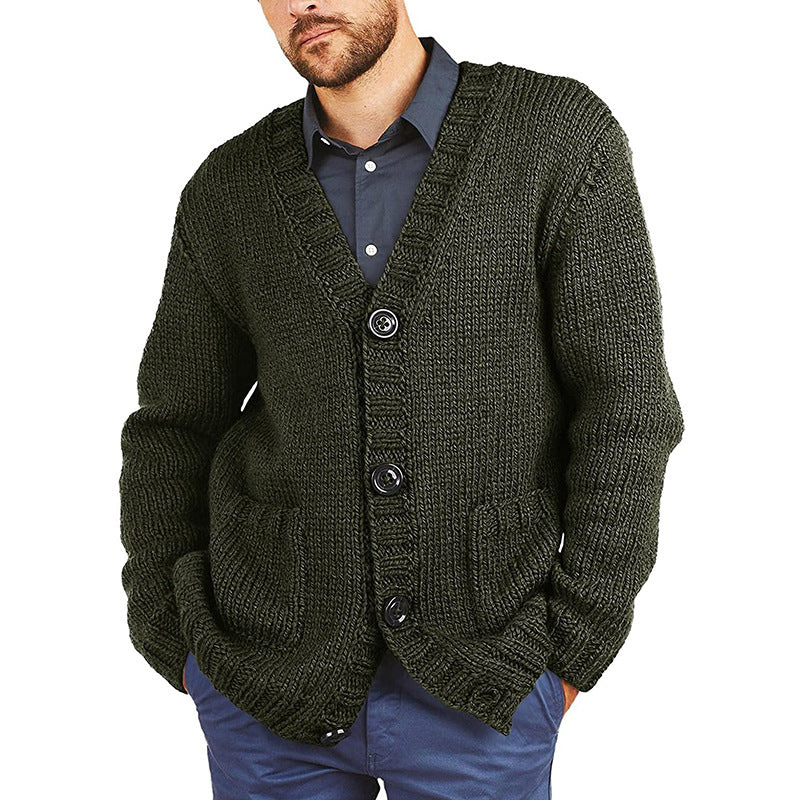 Cardigan Herren | Pullover mit V-Ausschnitt | Grobstrick Design