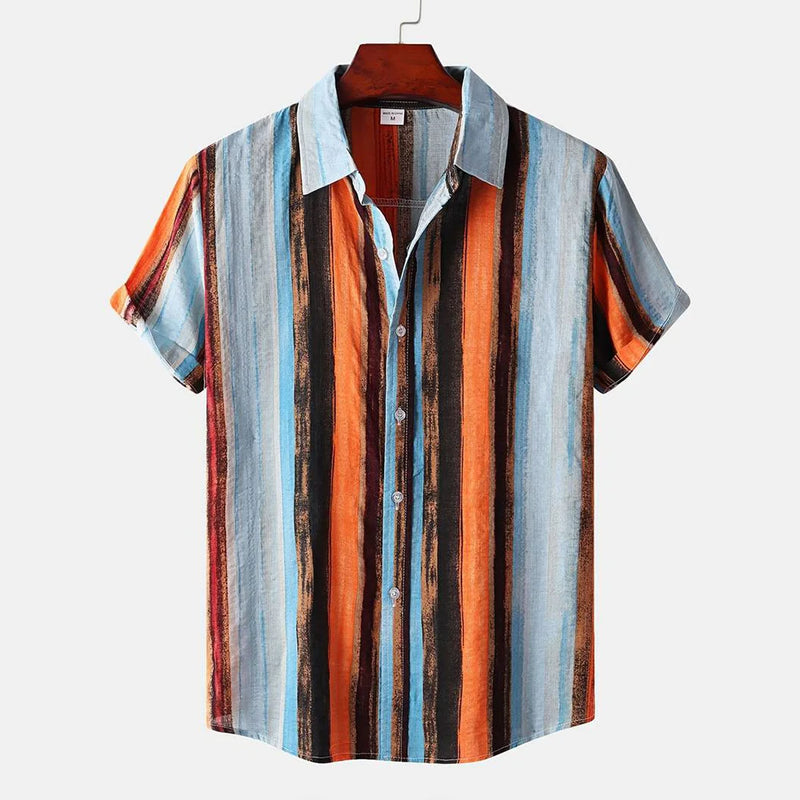 Herren Shirt | Marine-Streifenmuster | Resort-Chic | Sommer