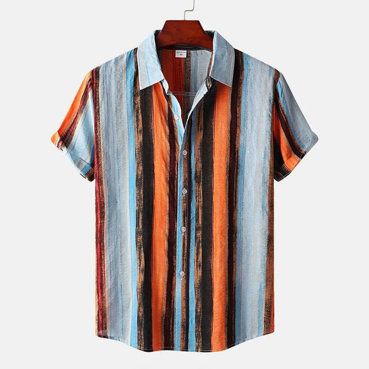 Herren Shirt | Marine-Streifenmuster | Resort-Chic | Sommer