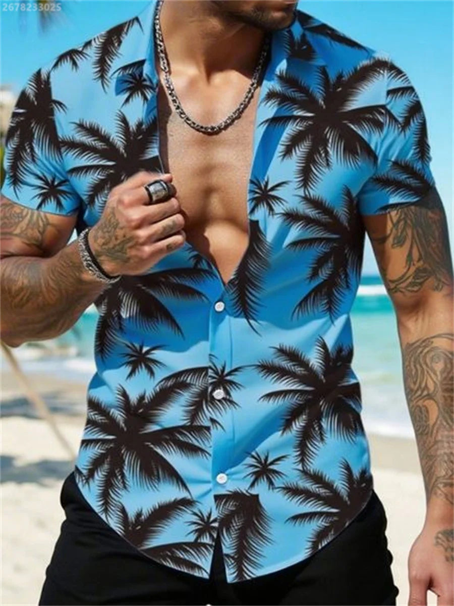 Herren Shirt | Palmenmuster | Urlaubsstil | Sommer