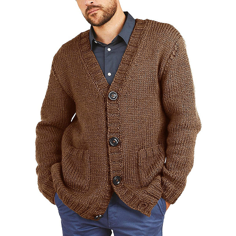 Cardigan Herren | Pullover mit V-Ausschnitt | Grobstrick Design