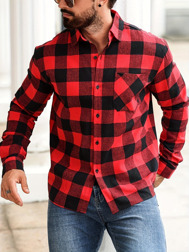 Hemd Herren | Kariertes Langarmhemd | Kleider Herren Stil