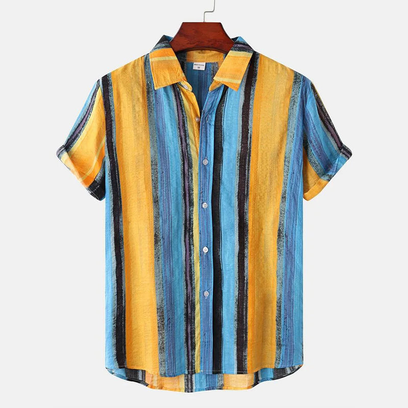 Herren Shirt | Marine-Streifenmuster | Resort-Chic | Sommer