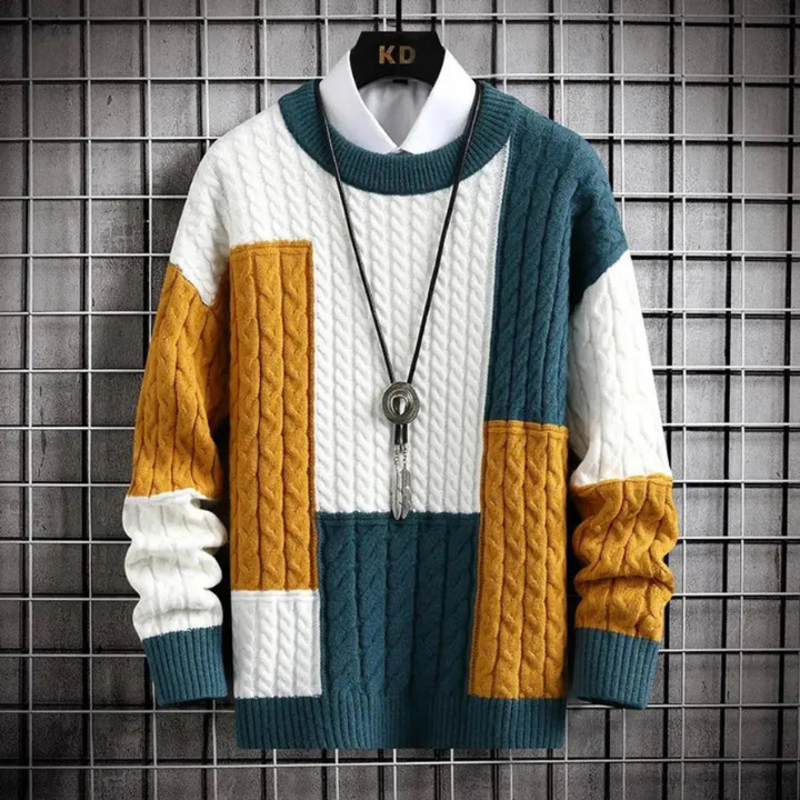 Pullover Herren | Strickpullover Herren Modern | Farbblock Design Stil