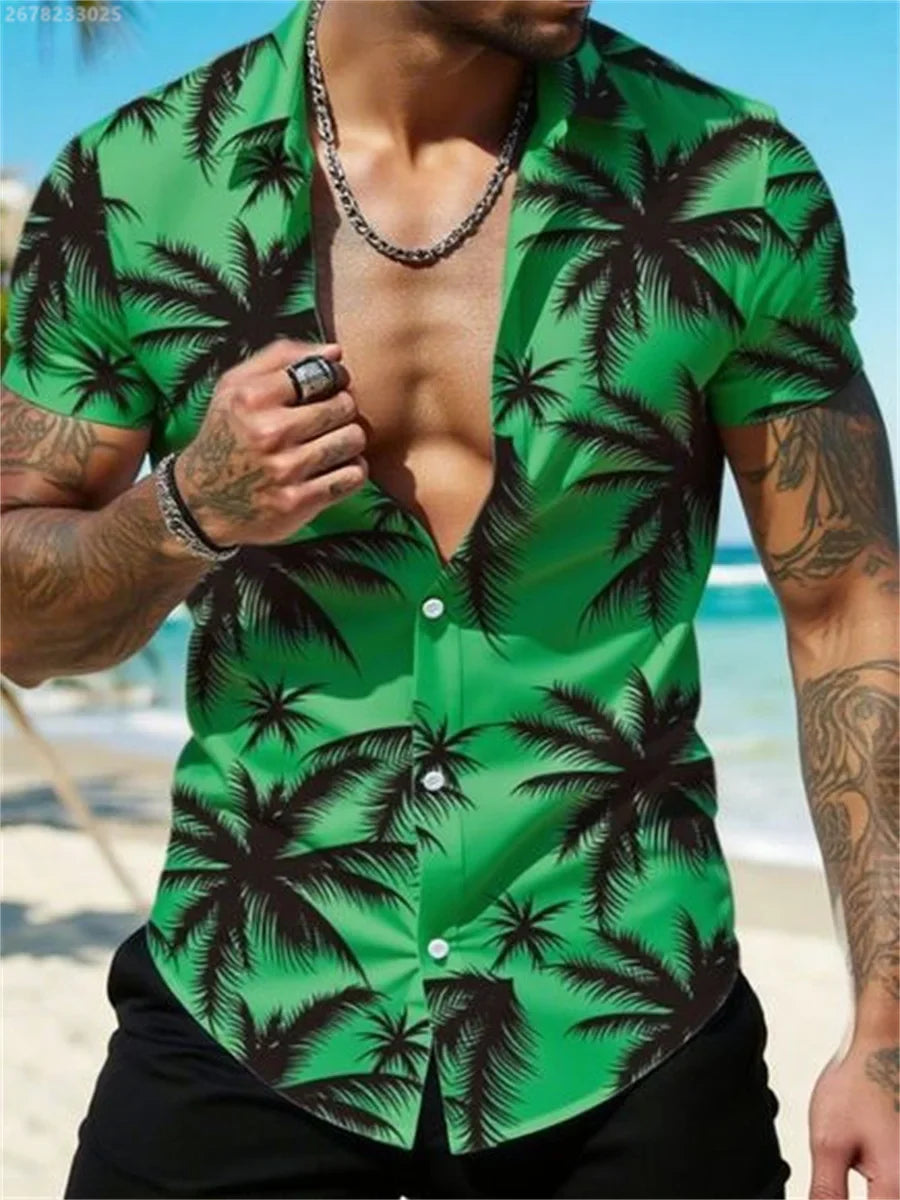 Herren Shirt | Palmenmuster | Urlaubsstil | Sommer