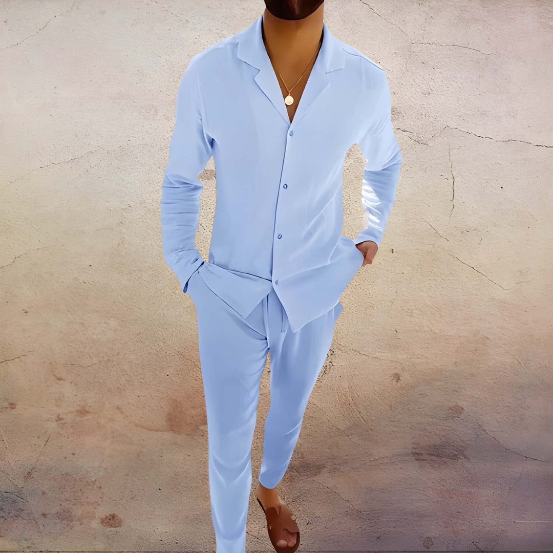 Herren Set | Eleganter Zweiteiler Mit Kragen | Kleider Herren Stil