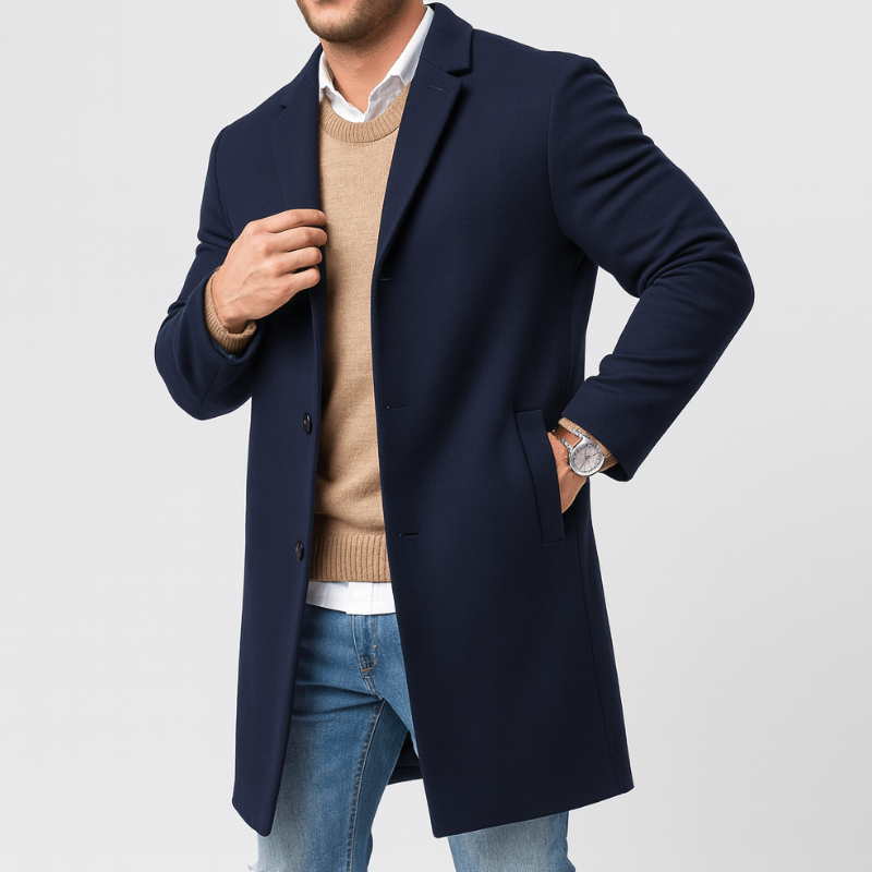 Herren Mantel | Elegant Stil | Mit Knöpfen | Frühling
