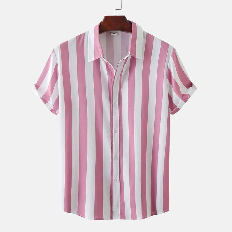 Herren Shirt | Marine-Streifenmuster | Resort-Chic | Sommer