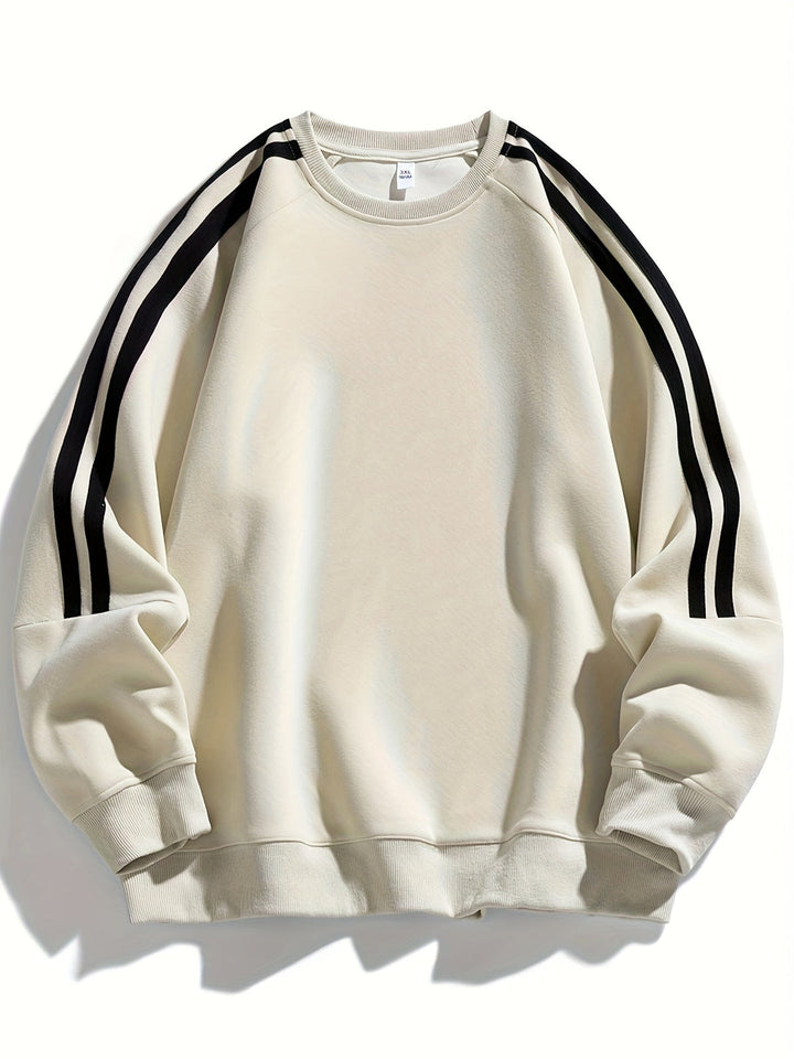 Herren Pullover | Oversized | Rundhals Streifenärmel | Frühling