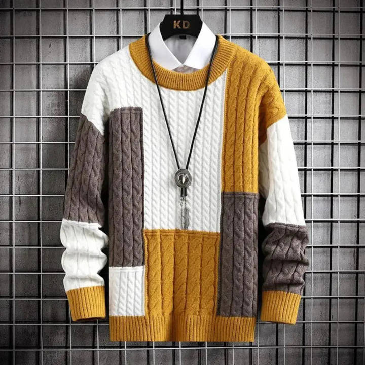 Pullover Herren | Strickpullover Herren Modern | Farbblock Design Stil