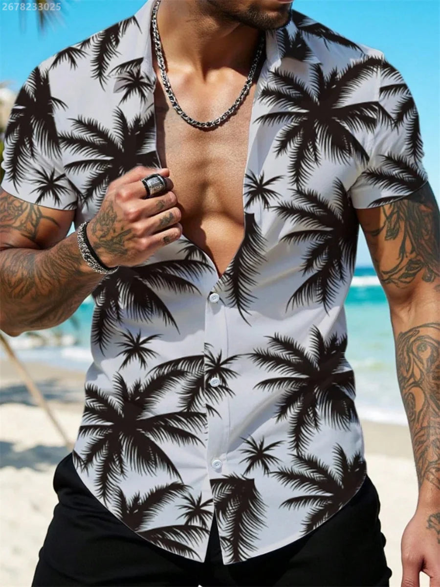 Herren Shirt | Palmenmuster | Urlaubsstil | Sommer