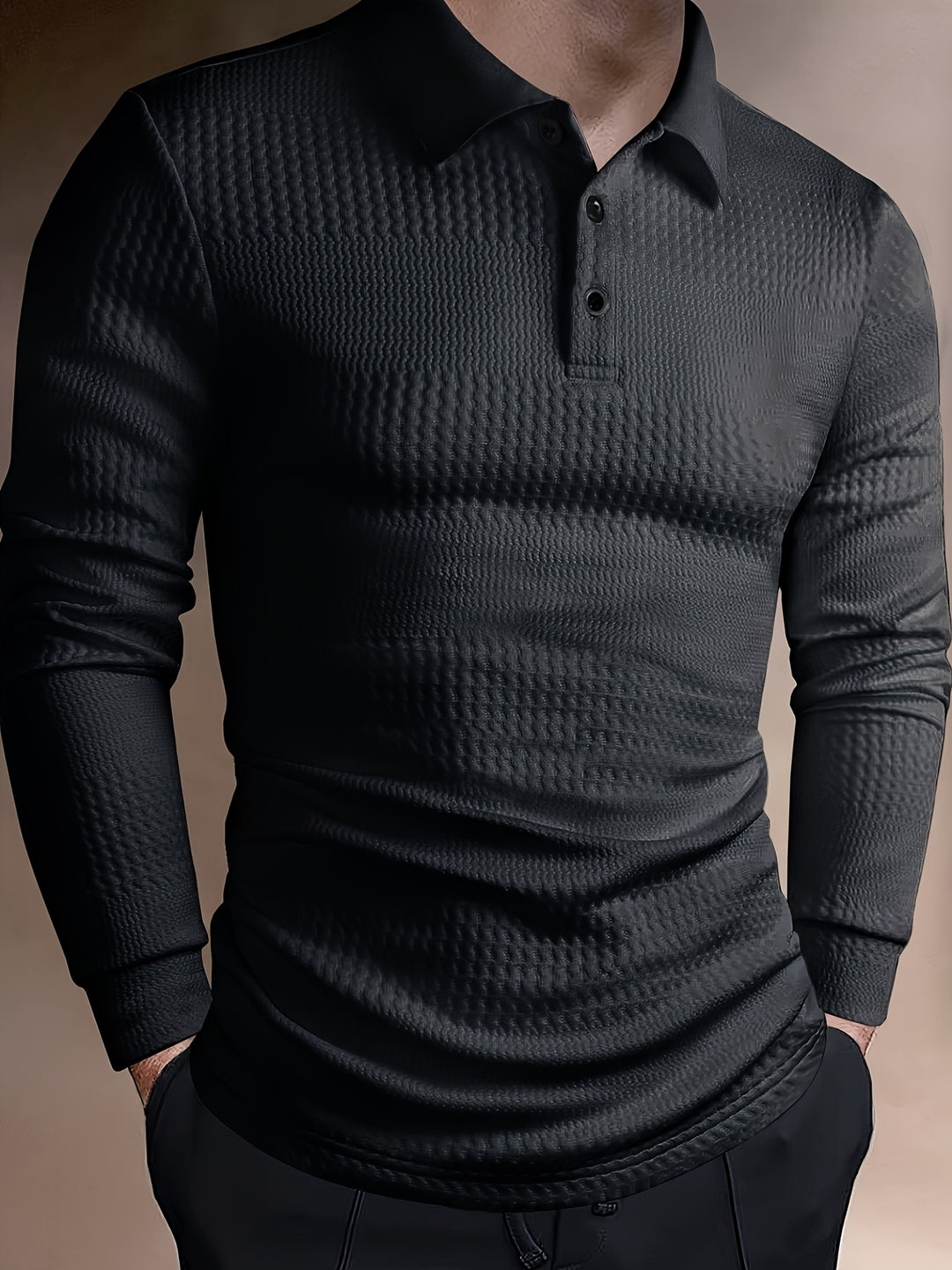 Herren Poloshirt | Strukturdesign | Langarm | Sommer