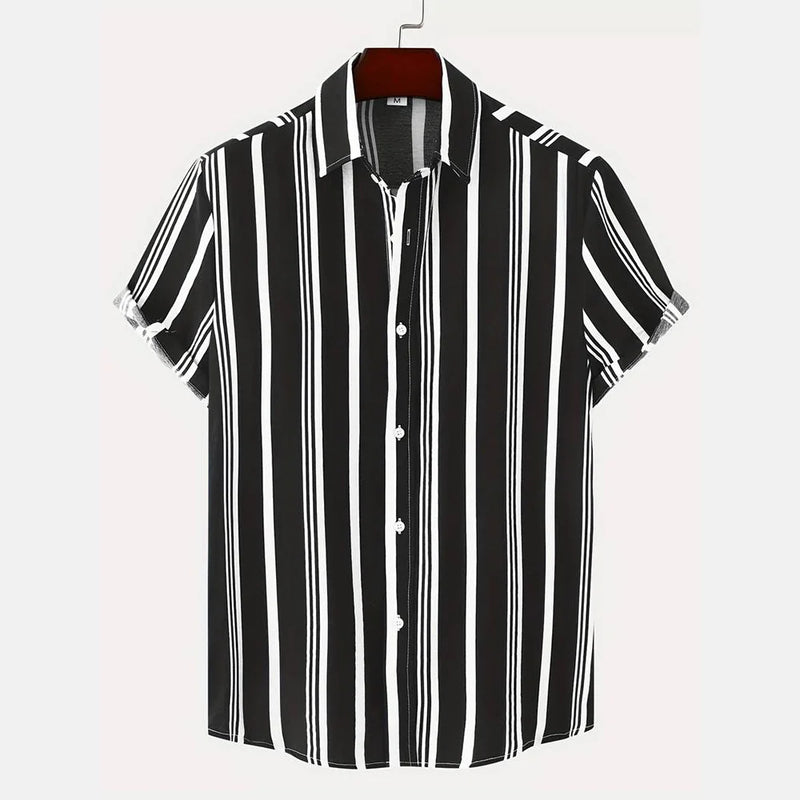 Herren Shirt | Marine-Streifenmuster | Resort-Chic | Sommer