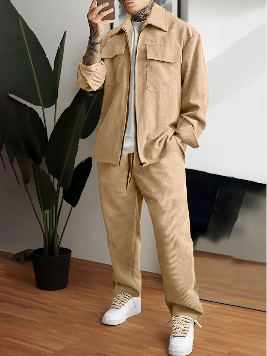Herren Set | Oversized | Mit Knöpfen | Frühling