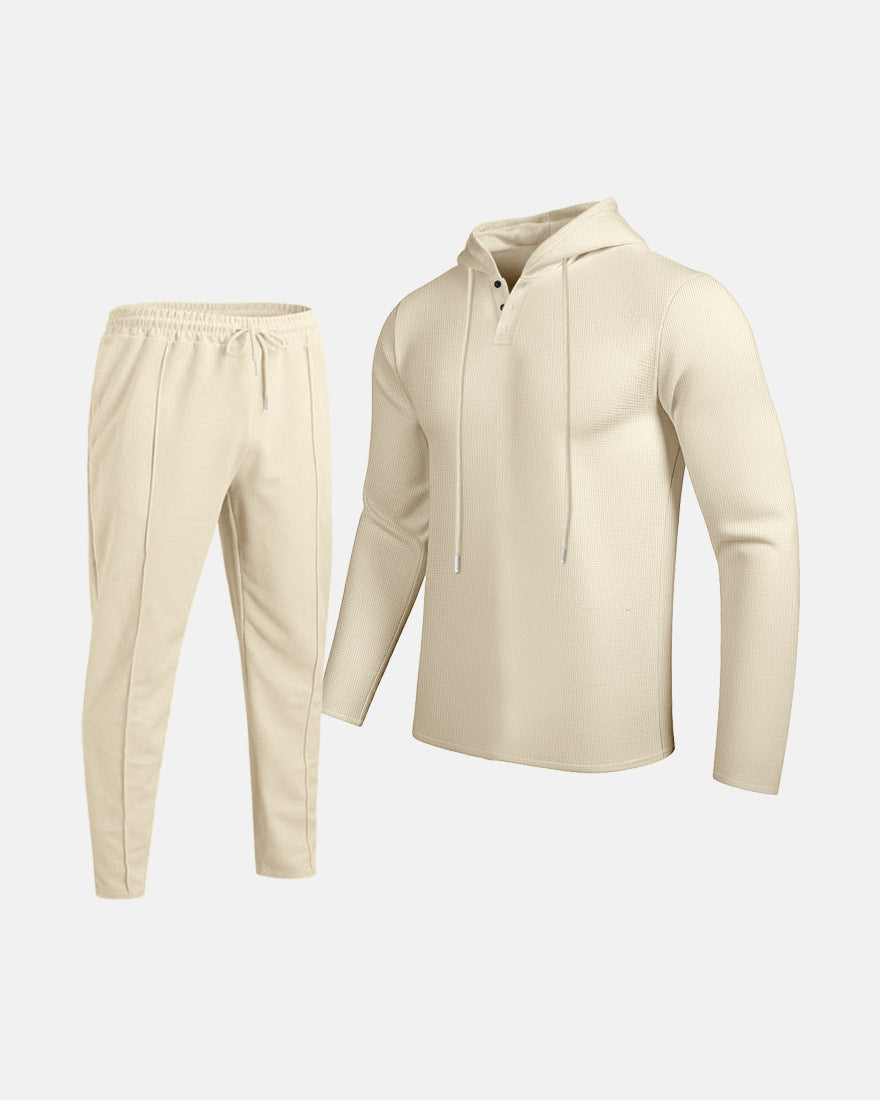 Herren Zweiteiliges Set | Kapuzen-Sweatshirt & Kordelzug-Hose | Lässig & Bequem | Frühling