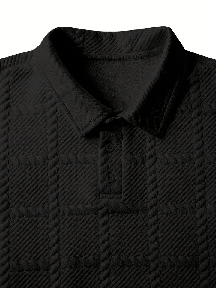 Herren Polo Shirt | Gebrochenes Jacquard | Stilvoll & Lässig | Frühling & Herbst