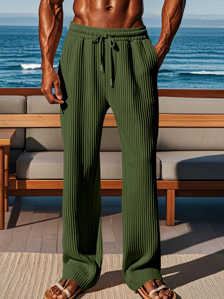 Herren Hose | Gerippte Struktur &amp; Kordelzug | Sommer