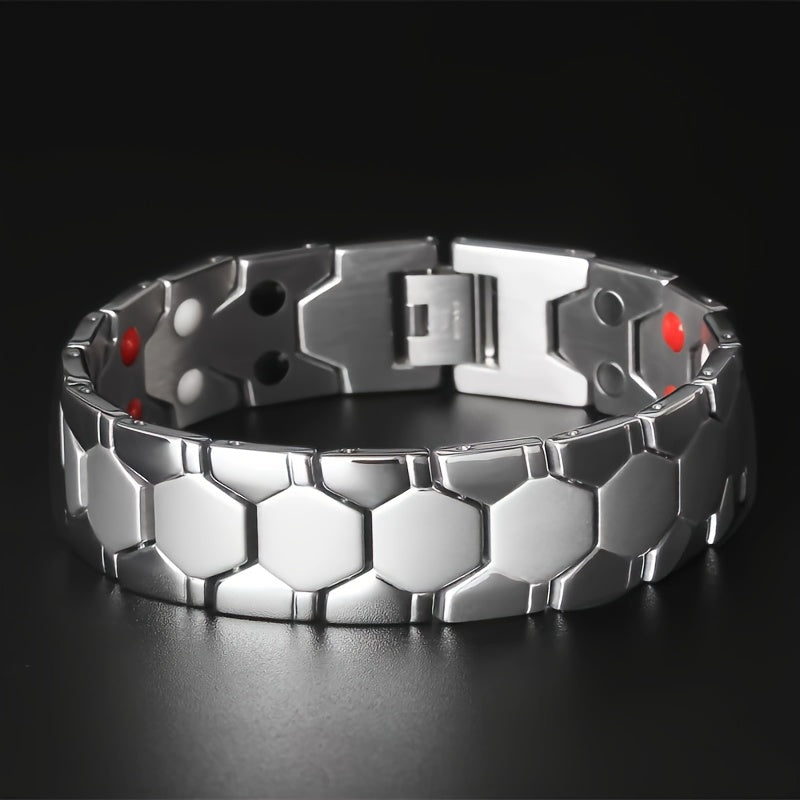 Herren Armband | Elegant | Magnetverschluss | Hexagon Muster