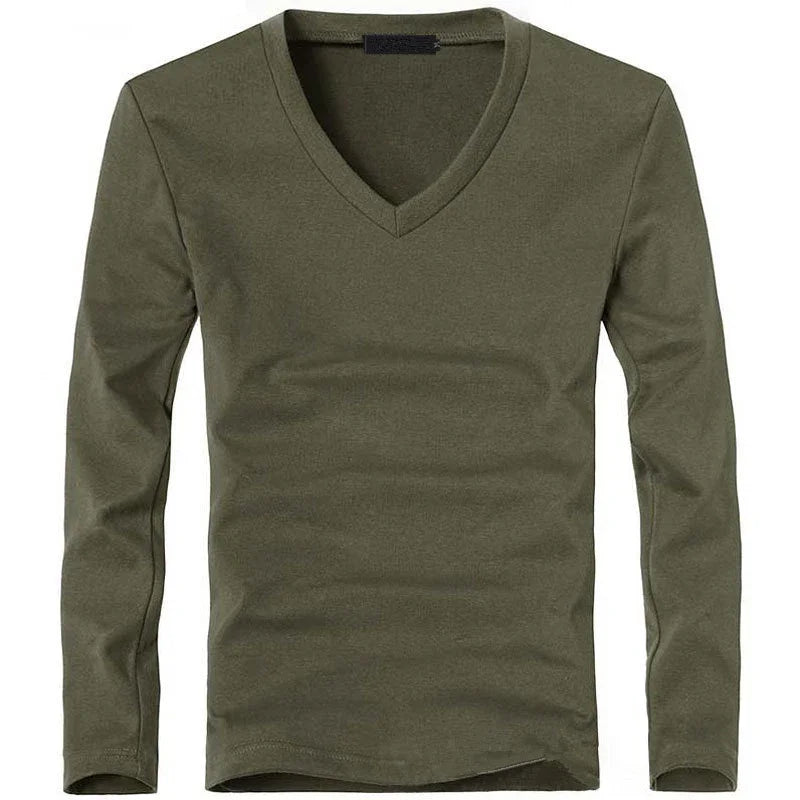 Herren Langarmshirt | Slimfit | V-Ausschnitt | Sommer